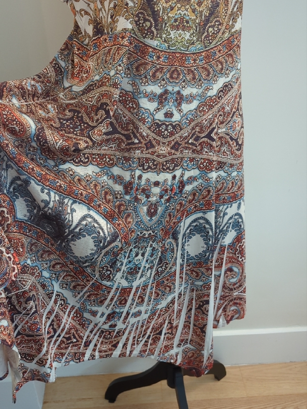 World Unity Paisley Asymmetrical Midi Handkerchief Hem Dress - Picture 5 of 11
